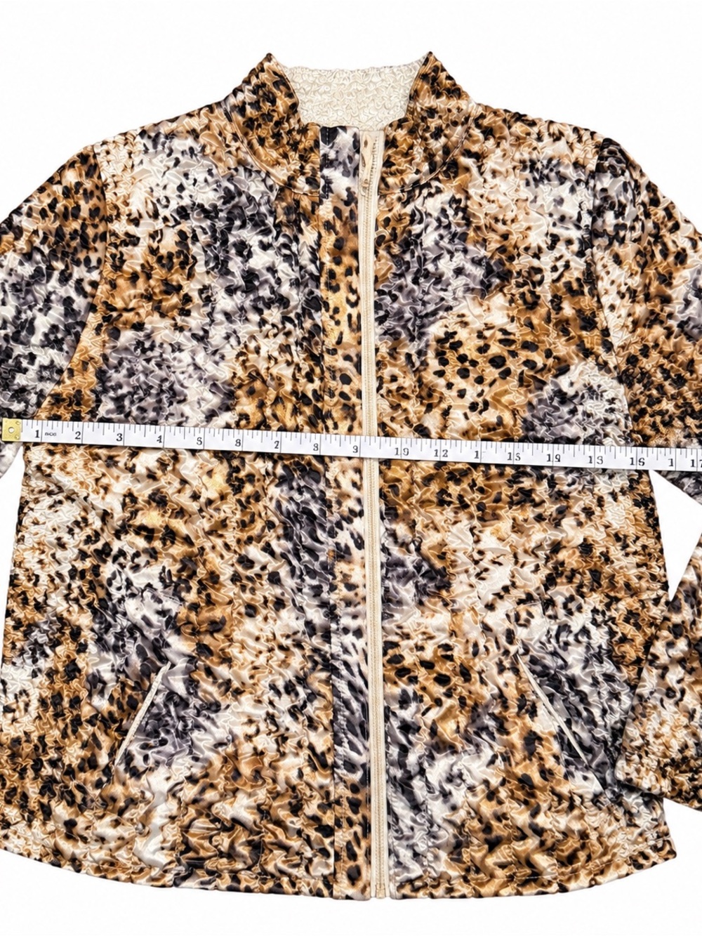 Ruby Rd. Animal-Print Zip Front Bomber Jacket in Brown Multi - Picture 4 of 5